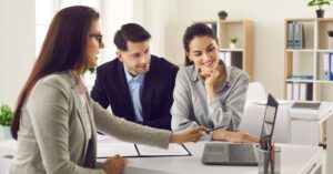 agent walking a couple through information