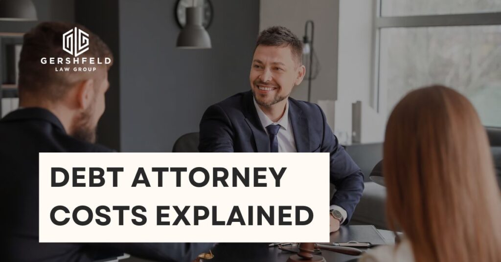 Debt attorney explaining legal fees to client