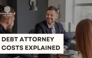 Debt attorney explaining legal fees to client